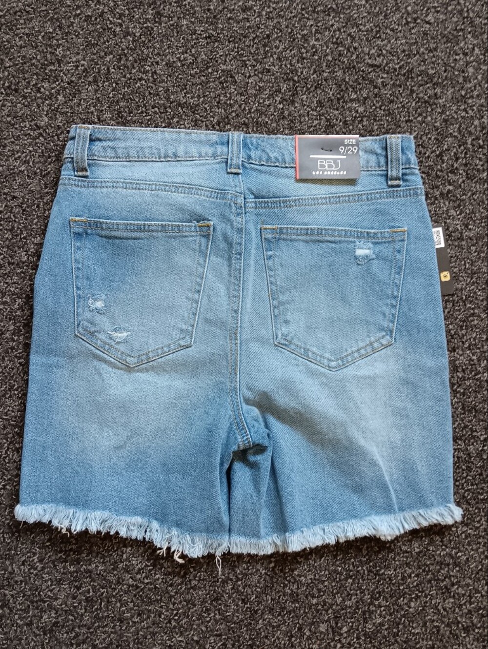 New BBJ Super High Rise Button Fly Distressed Denim Jean Shorts 9/29 Womens - Picture 9 of 10